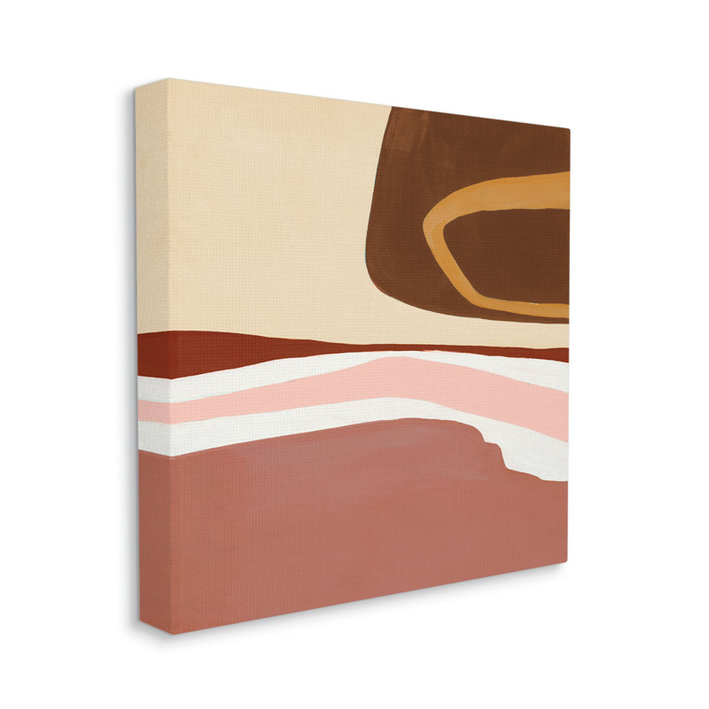 Terre cuite, paysage abstrait, composition de forme fluide, H 30 po x l 30 po, Toile tendue