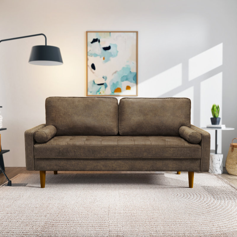 Aisha 70" Faux Leather Loveseat - Vintage Style