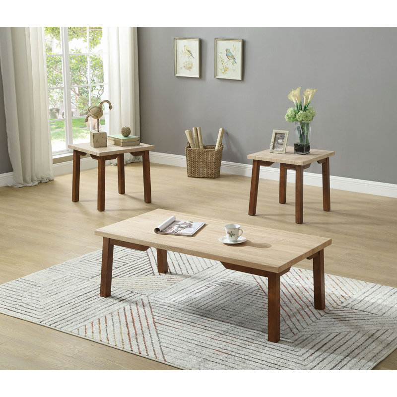 Ensemble de 3 tables basses et 2 tables de bout