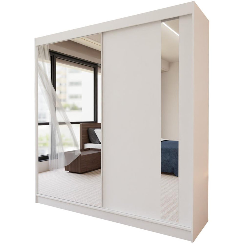 Deeric 2 Door Sliding Wardrobe, White