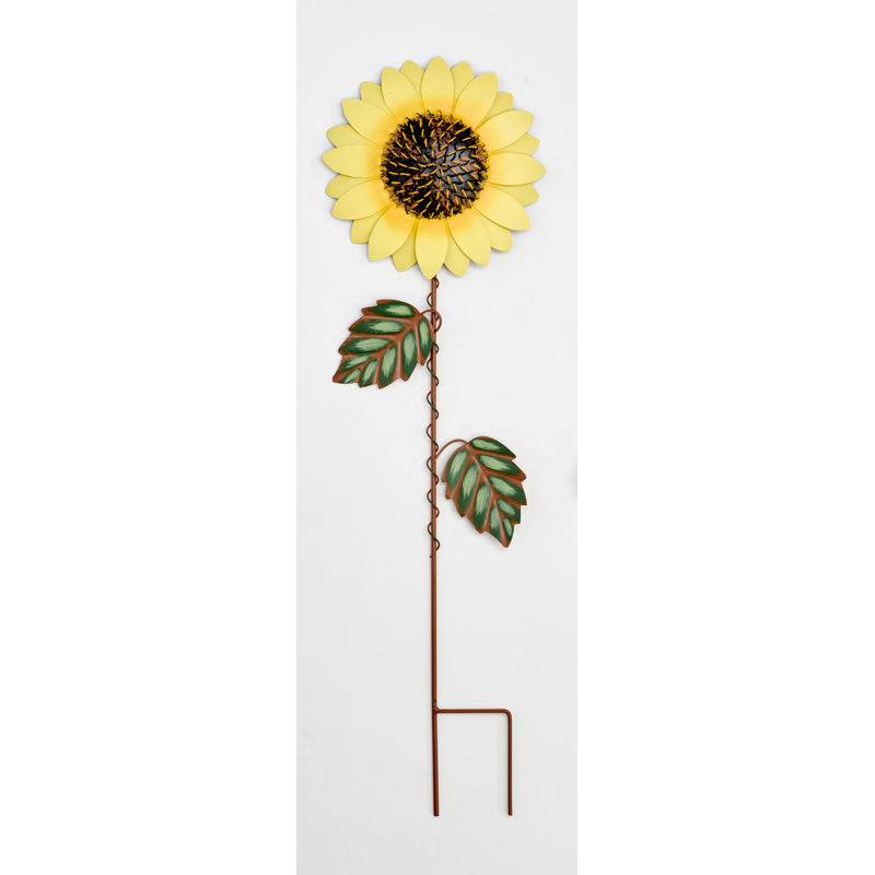 Piquet de jardin tournesol en métal, H 29 po x l 8 po x P 1 po