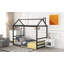 Lit plateforme simple en métal avec toit et cheminée (aucun sommier requis, support solide)-1846452241-1853144857