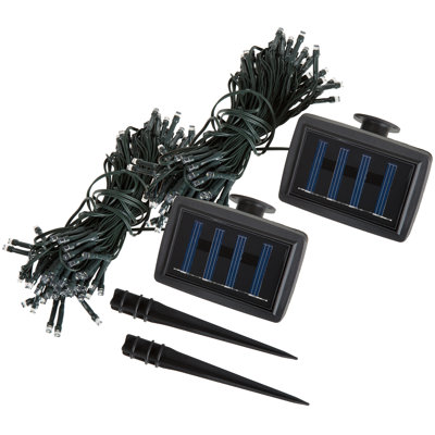 Solar Powered String Lights 2 Pack - 39' Long White LED Lights, Steady or Twinkle Mode