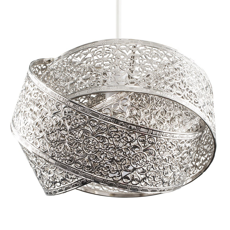 Hacienda 20cm H Metal Novelty Pendant Shade ( Clip On ) in Satin Nickel, Yes
