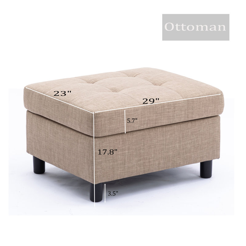 Repose-pieds rectangulaire, Mélange de lin gris kaki