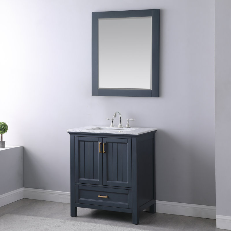 Miroir mural de salle de bain Ivy, 36 po x 27,2 po, Bleu classique