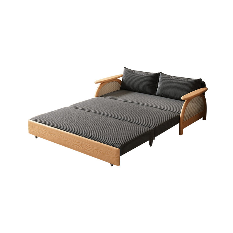 Mousse de velours côtelé en bois massif de style moderne, gris, couleur de bois naturel standard pour canapé-lit