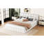 Grand lit tapissier blanc, structure en bois de pin +, sans sommier, plateforme de lit de 81 po x 61 po en blanc, construction avec tête de lit pour un meilleur sommeil, l 87,8 po x L 66 po-894116906