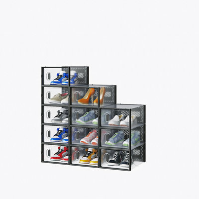 12-Piece Stackable Shoe Cabinet With Transparent Front Door Plastic Sneaker Storage Box