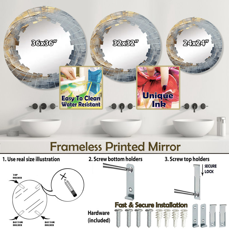 Miroir mural Branner, 24 po x 24 po