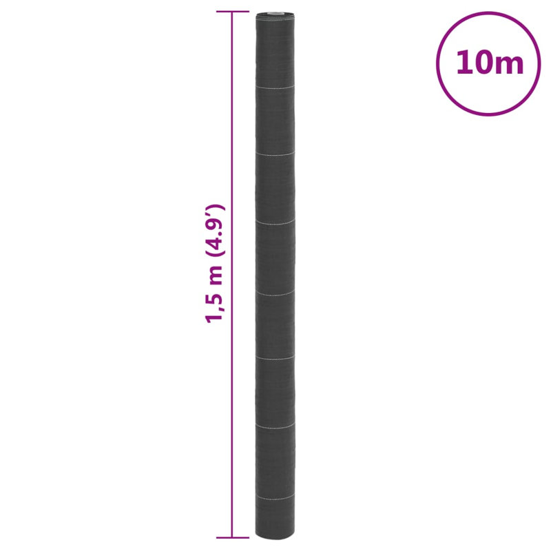  Weed Membrane Black 1.5X50 M PP, 1000cm W x 150cm D