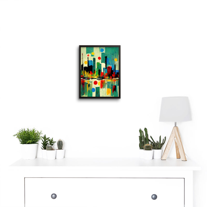 Colourful Cityscape Skyline Paint Abstract - Single Picture Frame Print