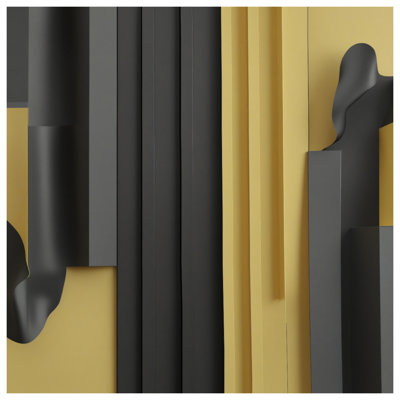 Tapisserie murale abstraite noire et jaune - décoration murale géométrique