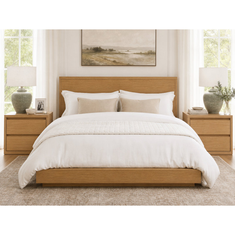 Fere 27'' W 2-Drawer Nightstand, Honey Oak
