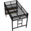 Lit mezzanine simple en métal noir, tablette de rangement, garde-corps, style classique, lit noir de 350 lb pour les adolescents, rangement, design minimaliste, assemblage facile,