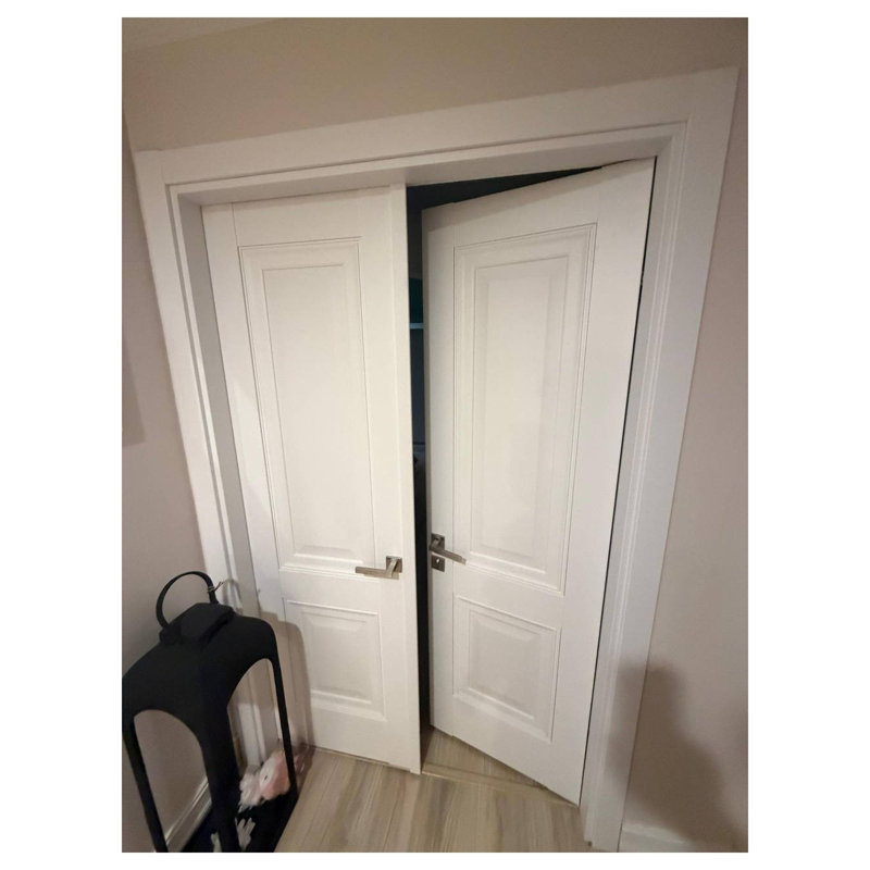 Portes françaises à double panneau vitrées avec quincaillerie Lucia 8831, cadre et garnitures en soie blanche, porte intérieure robuste pour salle de bain ou chambre à coucher, 72 po x 80 po (2 x 36 x 80)