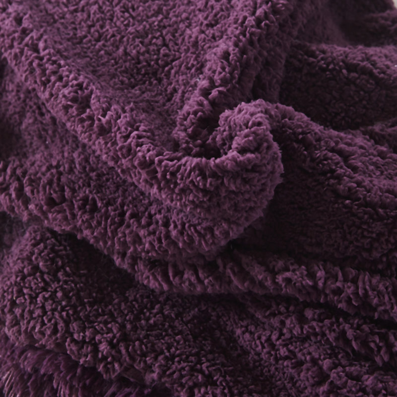 Long jeté en imitation fourrure de type sherpa à poil long très élégant Shaggy, l 60 po x L 70 po, Aubergine