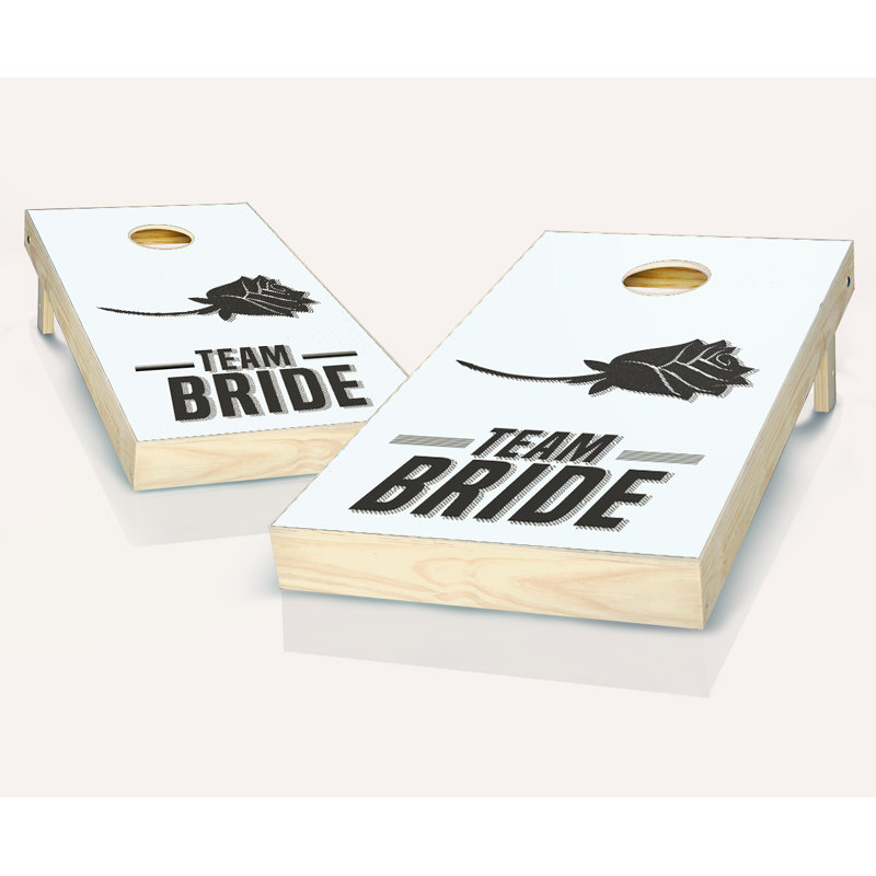 Ensemble de jeu de cornhole en bois massif 2 pi x 4 pi avec sacs de mariage, Rouge / royal