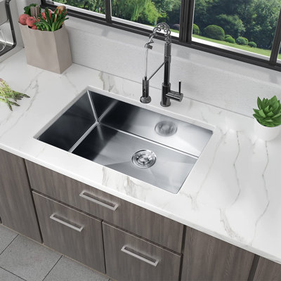 27'' L Undermount Single Bowl Stainless Steel Kitchen Sink