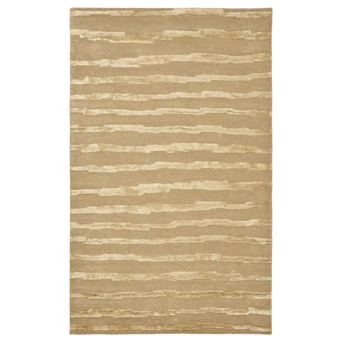 Nukri Hand Tufted Wool/Cotton/Viscose Striped Rug in Beige
