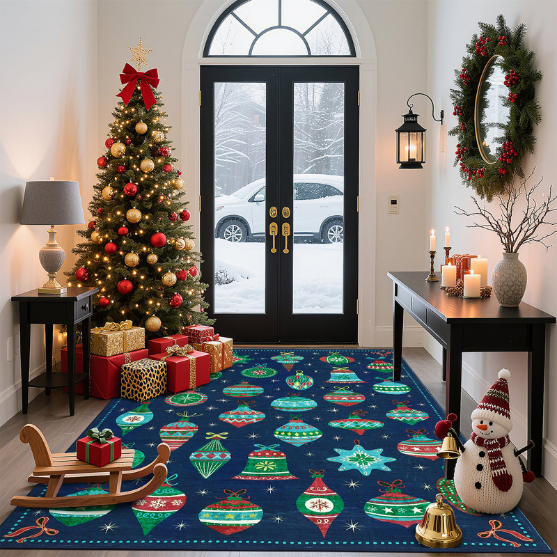 Christmas Area Rug Living Room Rugs Washable Rug Soft Neutral Boho Bohemian Farmhouse Rug Indoor Floor Carpet for Bedroom Under Dining Table Home Office Decor