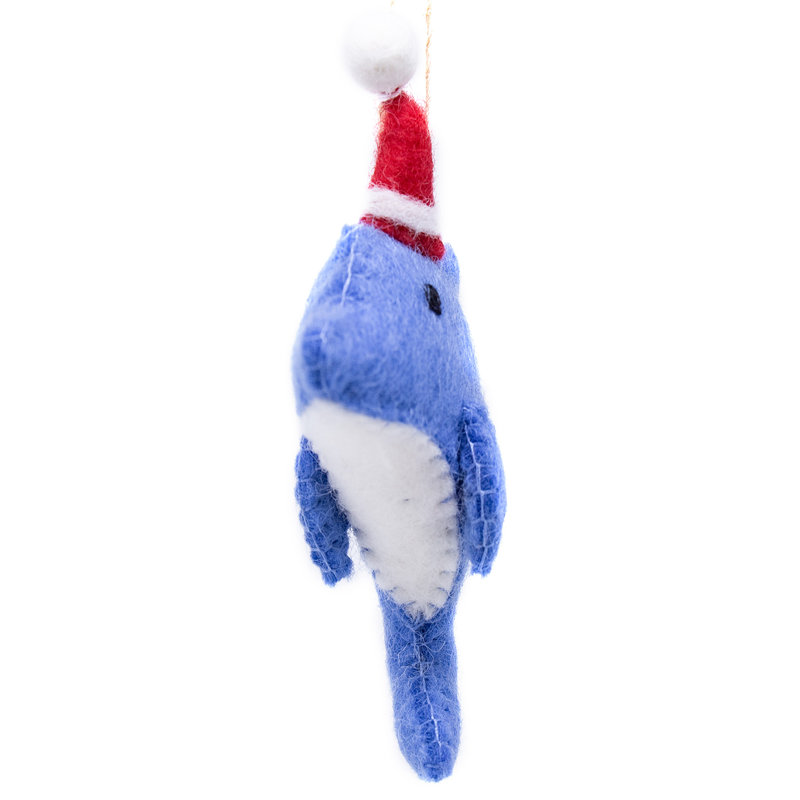 Ensemble de 2 figurines dauphins suspendus Père Noël dauphin