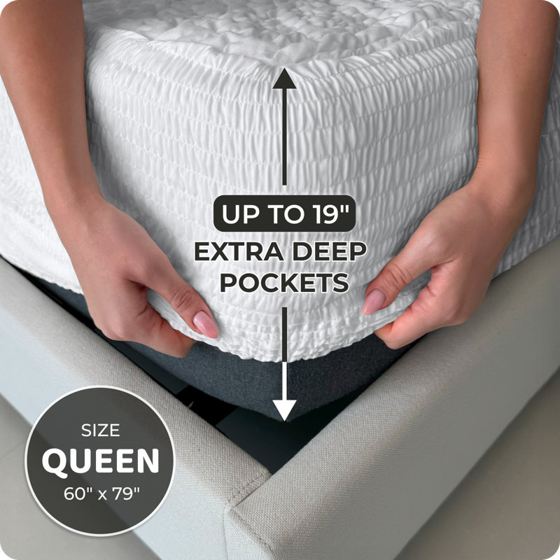 Premium Waterproof Mattress Protector – Absorbent | Noiseless & Breathable – Machine Washable Mattress Cover, Queen