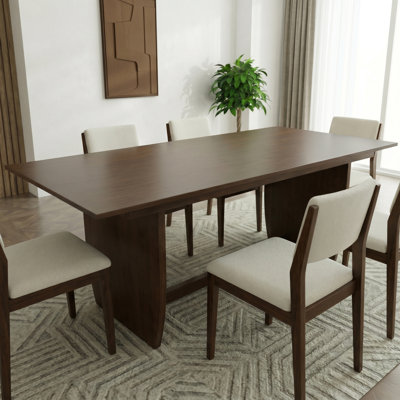 Dublin Solid Wood Dining Table with Trestle Base in Warm Walnut Finish