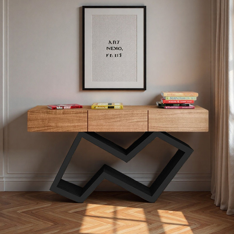 Console moderne de style nordique, Natural Wood, H 33,5 po x l 63 po x P 15,7 po
