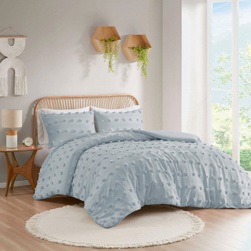 Ensemble de housse de couette Clip Jacquard, Bleu, Housse de couette double / grand + 2 pièces