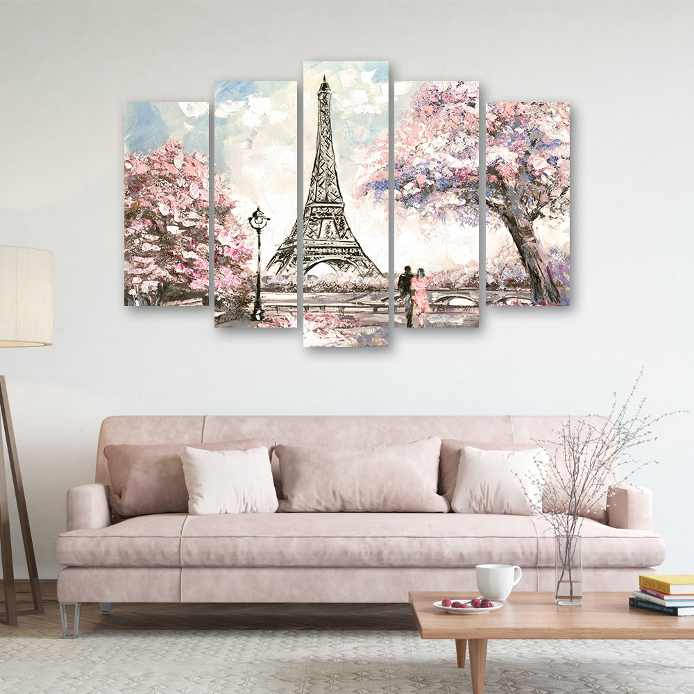 Leinwandbild Eiffel Tower Pastel Pink