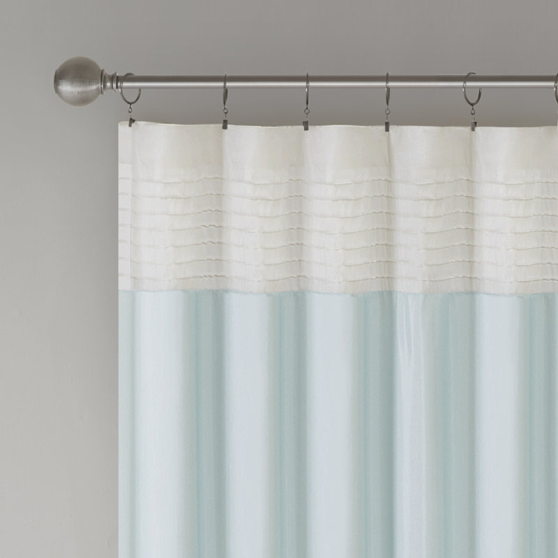 Aqua Faux Silk Light-Filtering Pintuck Window Panel