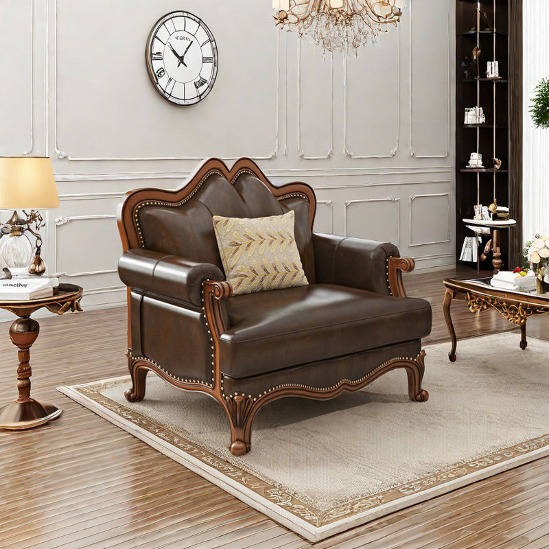 Fauteuil en cuir massif American