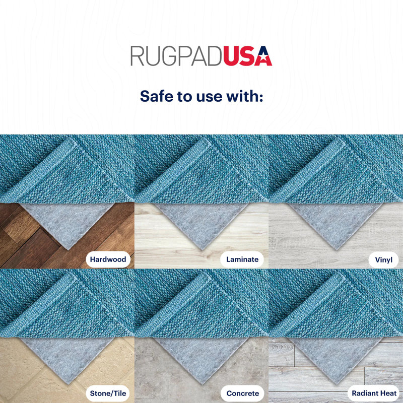 Gray Felt Cushioned Rectangle Area Rug Pad