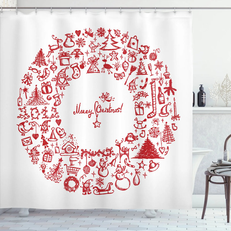 Shower Curtain with Hooks Included, 75" H x 69" W