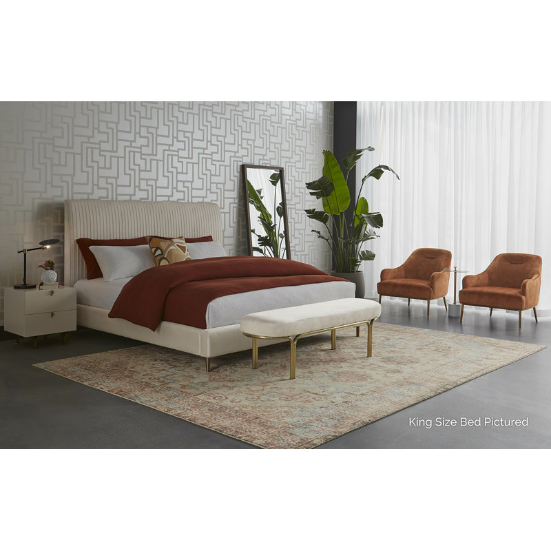Charnese Upholstered Bed, Cream, Full