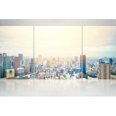 " Empty Concrete Ground And Window With Japan Skyline " by Voyata
