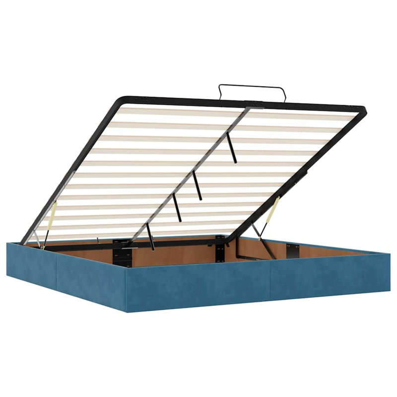 Solid Wood Bed Frame, Dark Blue