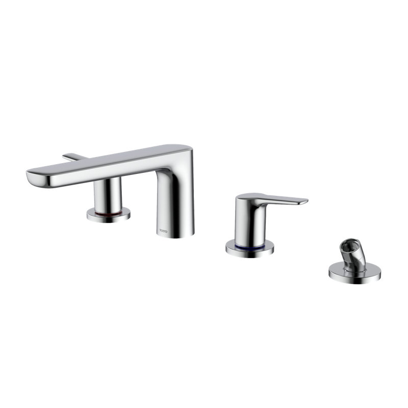 Garniture de robinet de baignoire romaine à quatre trous avec douchette à main TOTO® GS, chrome poli, Chrome poli
