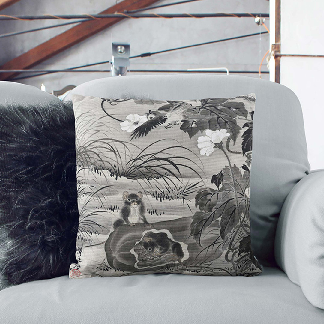 Bird and Mice Cushion with Filling