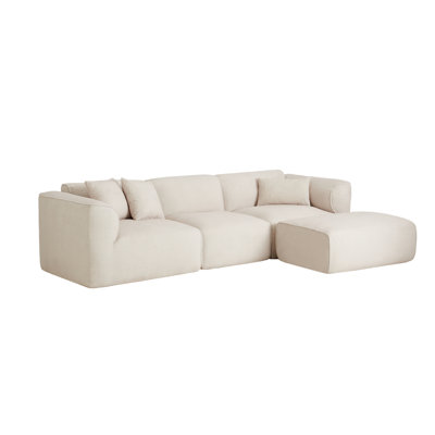 U_Style Luxury living room double-needle cut velvet sofa, 4-seater with pure sponge seat cushions and a detachable footstool, includes 3 throw pillows. Ideal for living rooms, apartments, and more.