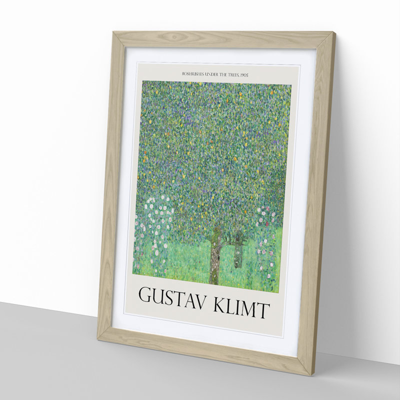 Rosebushes Under the Trees by Gustav Klimt - Picture Frame Graphic Art, 36cm H x 27cm W x 2cm D