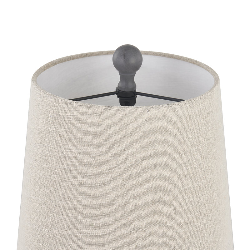 Lampe de table 19 po en résine avec abat-jour, Noir, Beige