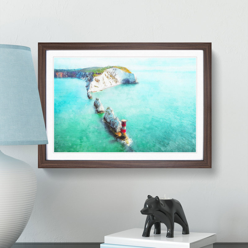 The Needles Isle Of Wight Framed Print, 62cm H x 87cm W x 2cm D, Walnut Framed