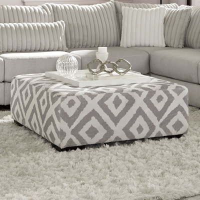 Transitional Upholstery Ottoman with Wooden Legs & Solid Wood Frame