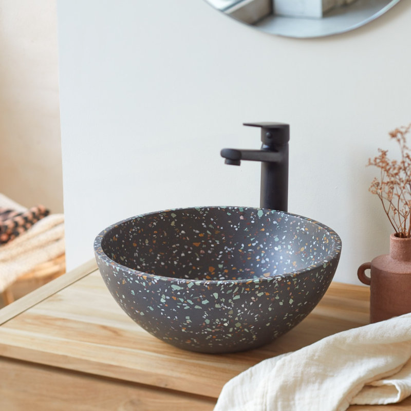 Micha Round Terrazzo Bathroom Sink, Confetti