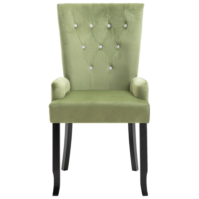 Chaise avec accoudoirs rembourrée et capitonnée Bordovice, Vert olive, 1