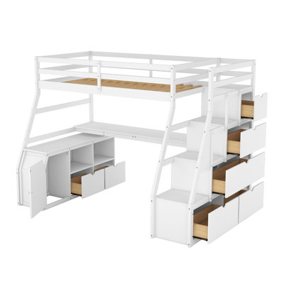 Heiki Storage Loft Bed with Desk and Stairs