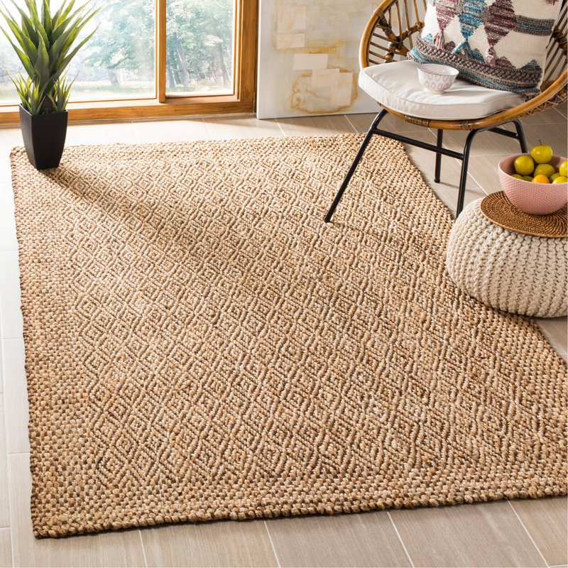 Tapis géométrique en jute tissé à la main Bellinger, Rectangle 9 pi x 12 pi