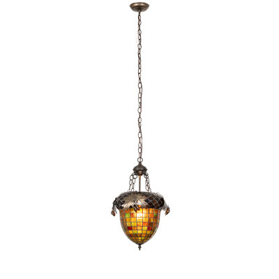 Luminaire suspendu inversé 14 "large gland et feuille de chêne